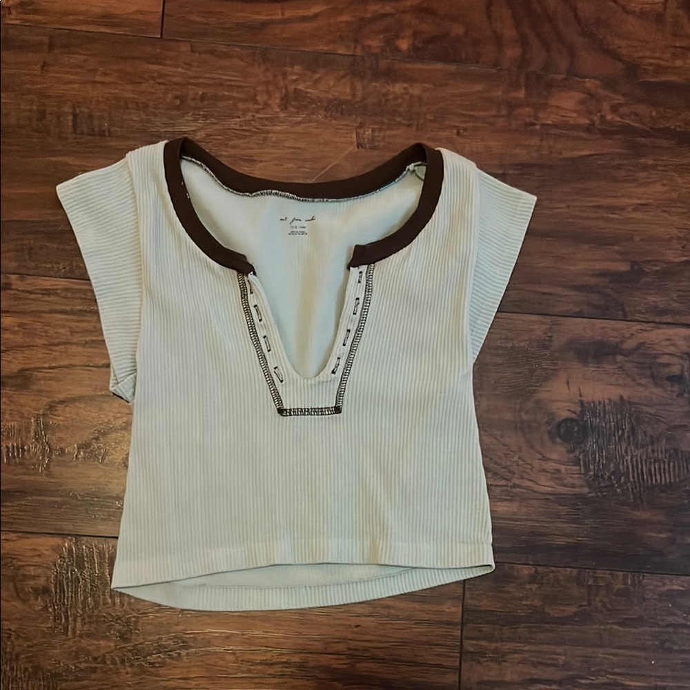 Urban Outfitters Cream and Brown Crop Top